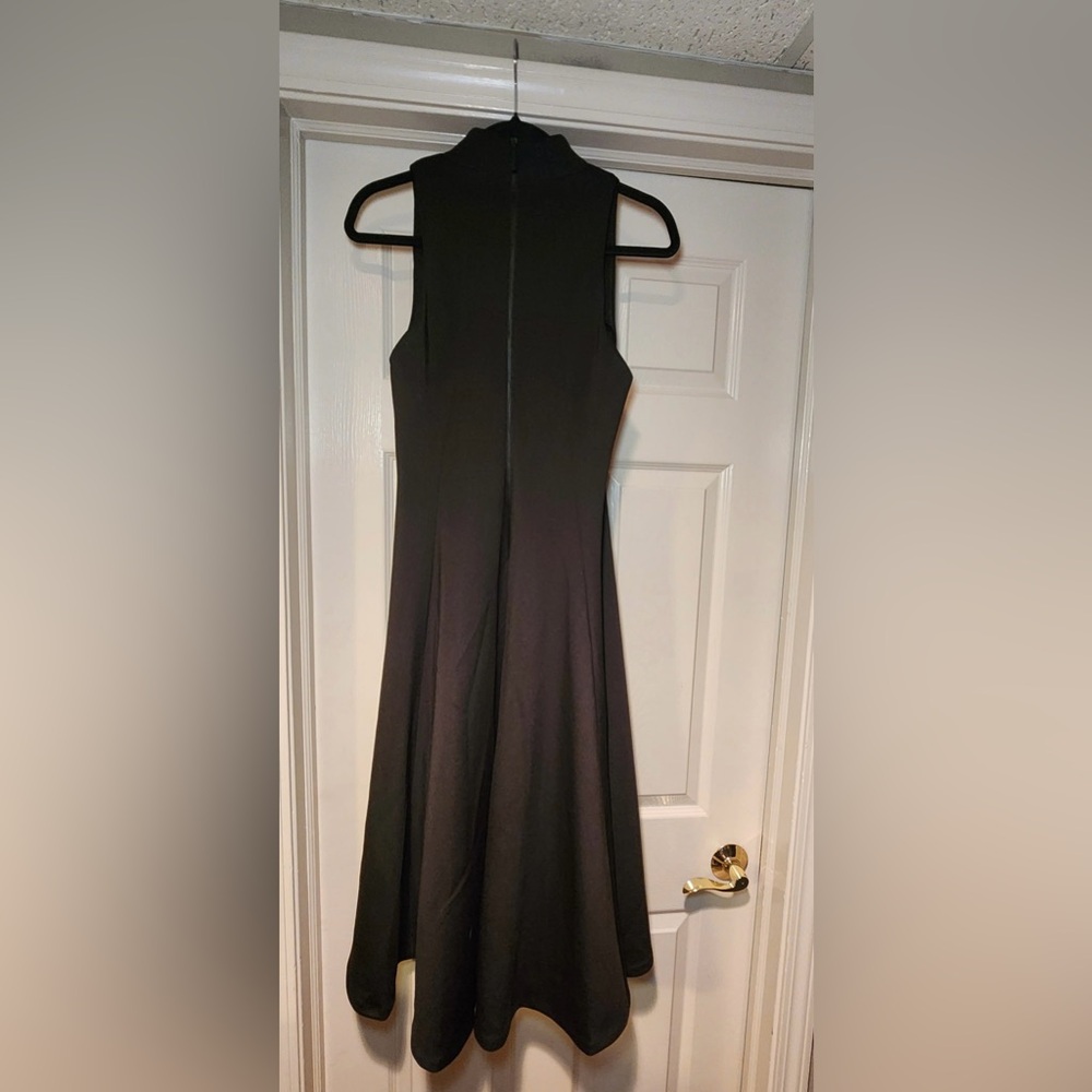 NWT Calvin Klein A-Line Halter Black Scuba Midi Stretch Dress Slimming - Picture 7 of 10